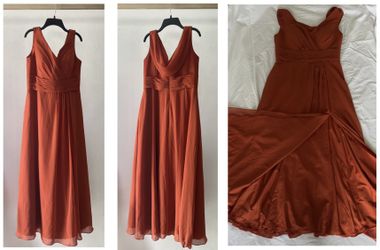 Orange Leg Cut Dress Azazie Dress Size C