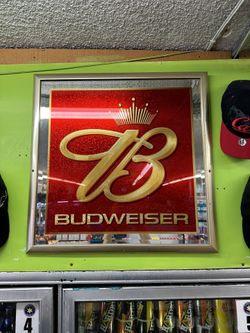 Rare 2002 Large Budweiser "B" Mirror Sign 45" x  32" 