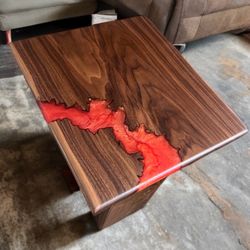 Walnut And Epoxy Side Table