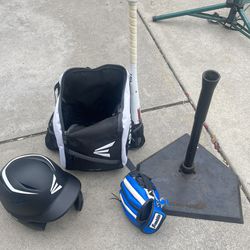 Tee Ball Backpack, Bat, Helmet Glove And Tee Stand