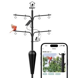 Birdfy Smart Bird Pole Station with Camera - 8 Adjustable Hooks & Solar Panel