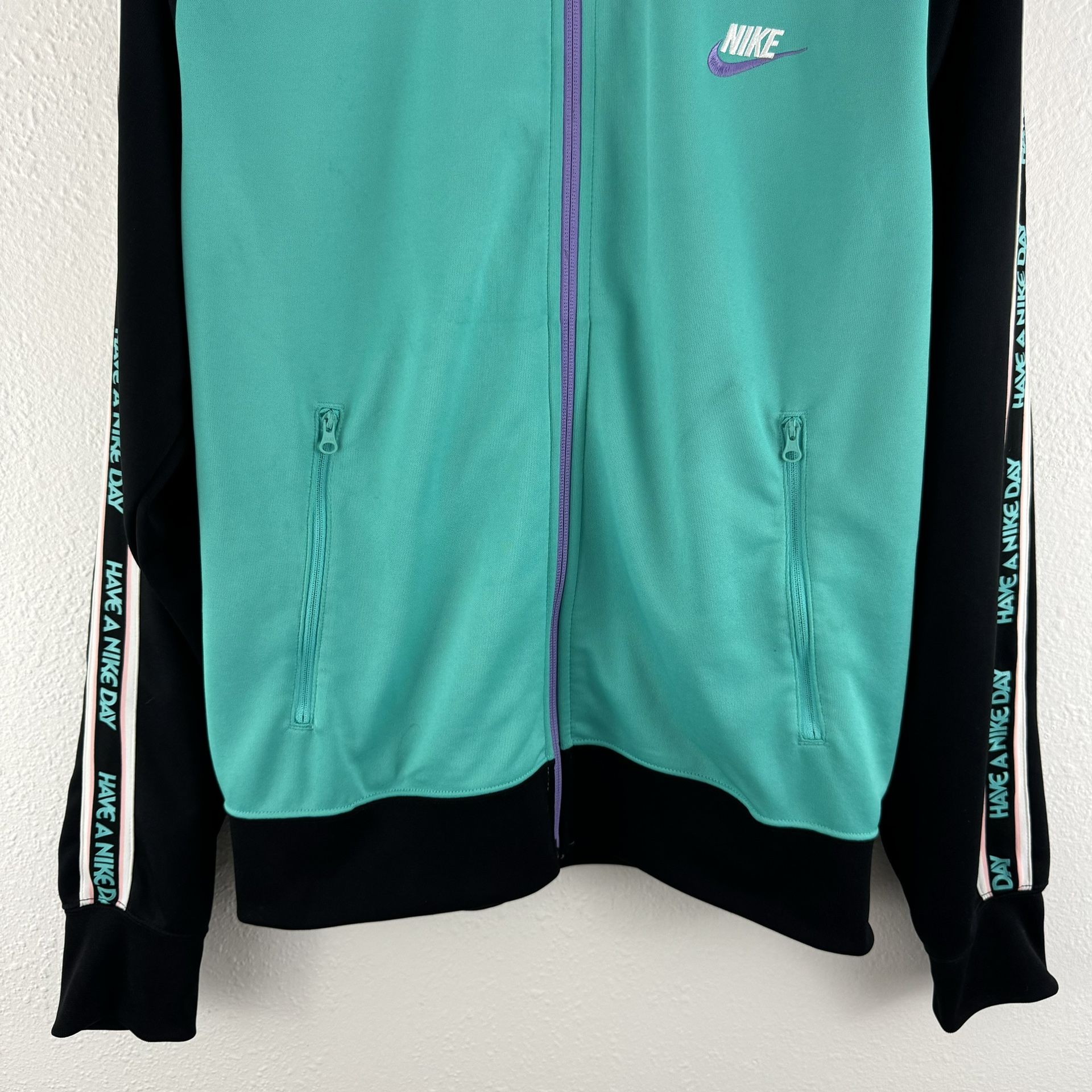 NIKE Mens Teal Blue Green Mock Neck NSW 'Have a Nike Day' Tribute