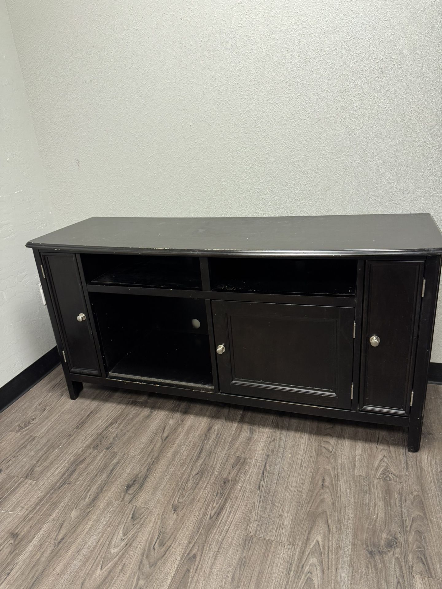 Black Wood Storage Media Stand