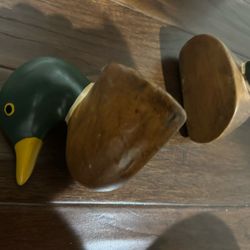 Vintage Mallard Ducks Hand Carved & Hand Painted Very Old 