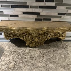 Shelf Hand Carved Gold Solid Wood Can Hang Or Free Stand 