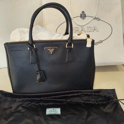 Prada Galleria Saffiano Black Leather Large Bag used twice w/receipt