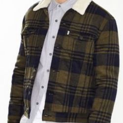 Levi’s Levis Mens Trucker Large Sherpa Jacket Plaid Western Jeans Jean XL Extra Large New NWT Large 