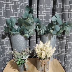 Galvanized Vase Lot Farmhouse Style (Read Description For Individual Prices)