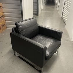IKEA Black Leather Armchair