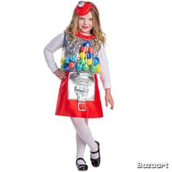 Girls Sz S 4-6 Gumball Machine Costume Dress Up America