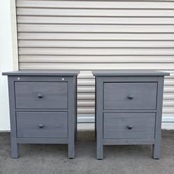 IKEA HEMNES 2-Drawer Nightstands (Pair) - Dark Gray