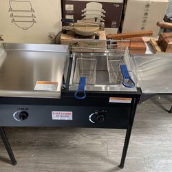 Stainless Deep Fryer With Griddle New/nuevo Carrito Con Fridora Nuevo