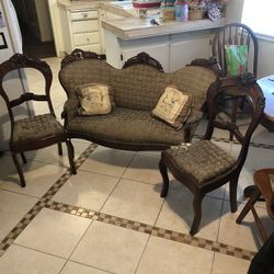 Antique  Loveseat With Matching Chairs 