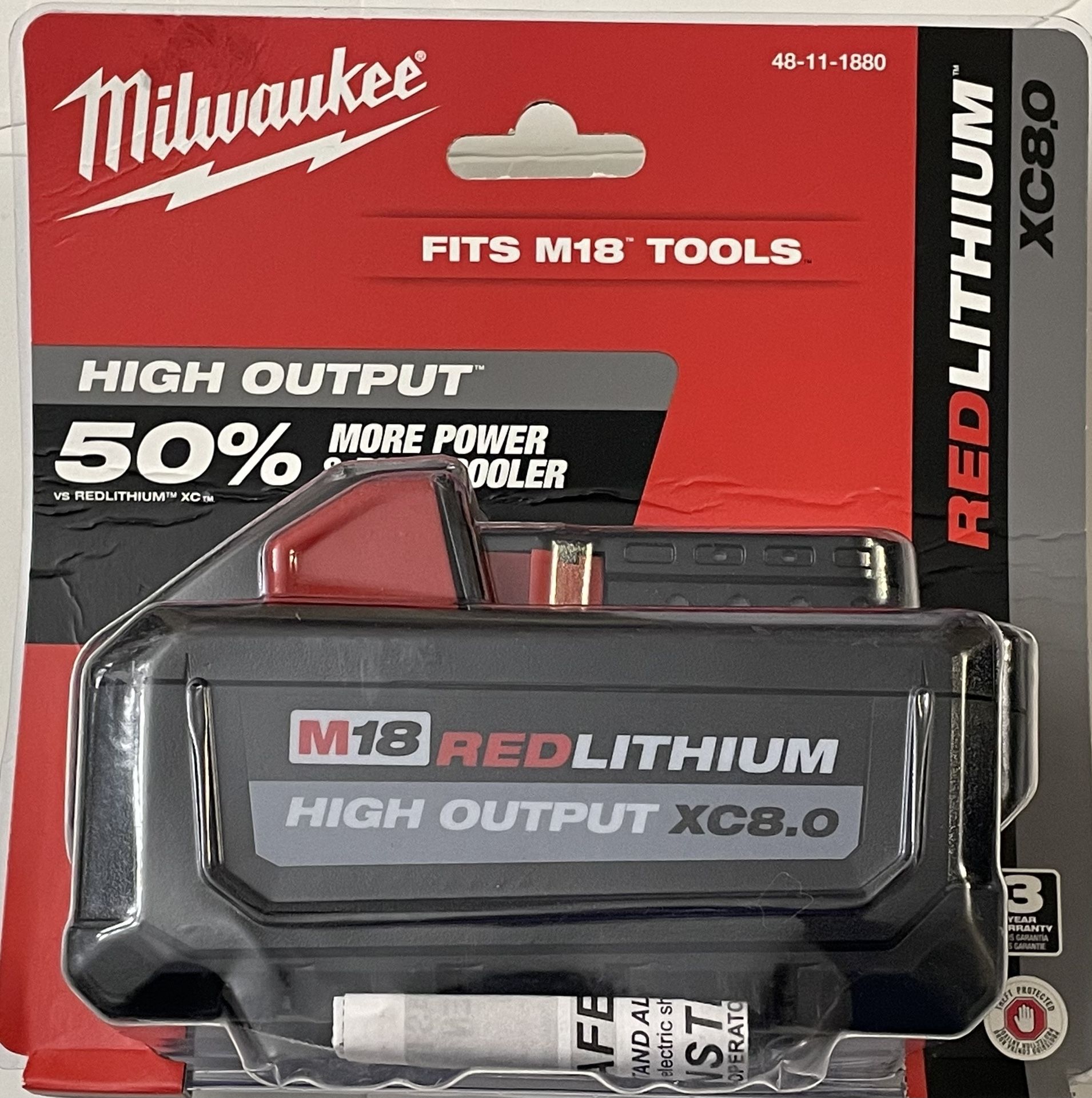 Milwaukee M18 18-Volt Lithium-Ion HIGH OUTPUT XC 8.0 Ah Battery