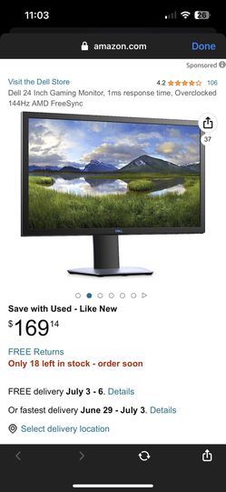 Dell 24” Gaming Monitor S2419HGF