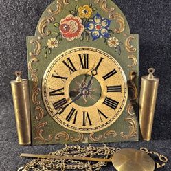 Antique/ Vintage Pendulum Wall Clock Handcrafted & Hand-painted ⭐️Rare-Find⭐️