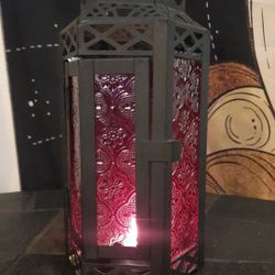 Vela Lanterns Hanging Metal Moroccan Decorative Lantern Purple Glass New