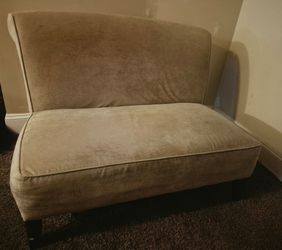 Modern Armless Accent Loveseat/ Chair- Beige Upholstered