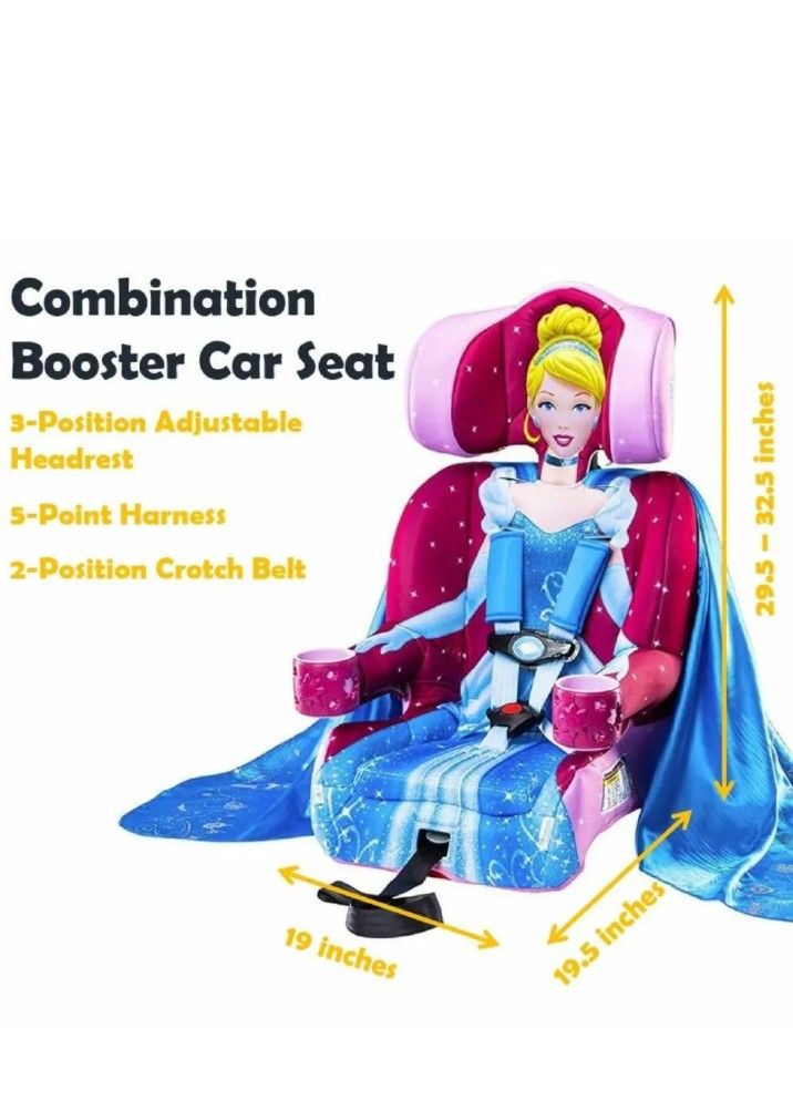 KidsEmbrace 2 in 1 Harness Booster Car Seat Disney Princess Cinderella Pink Used
Condition is Used
Some marks and stains on fabric cover
Please see p