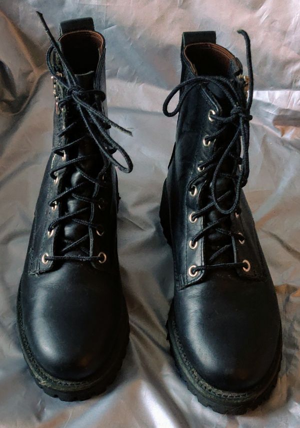  Boots - Red Wing - Motorcycle biker combat boots Black leather 