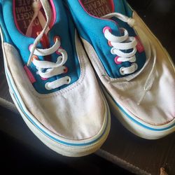 Vintage Vans × Parra Skate Shoes- White, Blue And Pink 