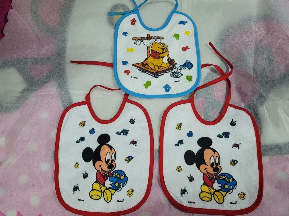 Vintage Pooh And Mickey Baby Bibs