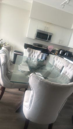 Glass Table 8 Chairs