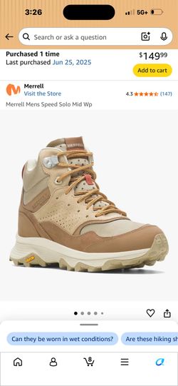 Merrell Mens Speed Solo Mid Wp hiking boot