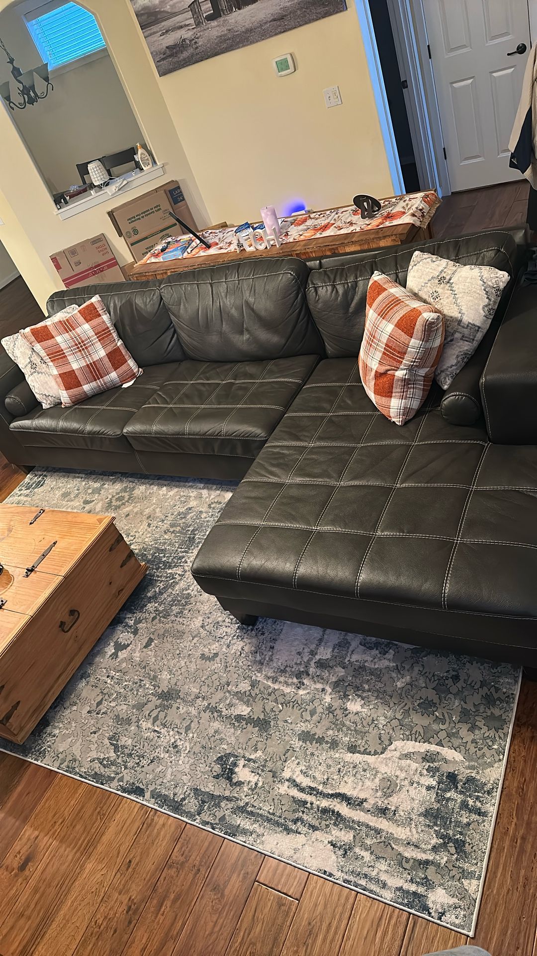 Old Cannery Dark Leather Sectional