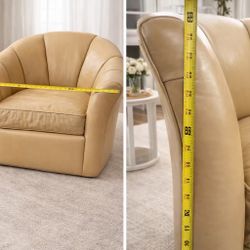 Beige Leather Accent Chair – Modern, Comfortable, Excellent Conditio