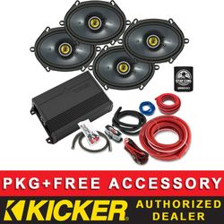 KICKER CSC684 6X8 (2 PAIRS) CAR AUDIO SPEAKERS PACKAGE+DS18 4CH AMP+8AWG KIT