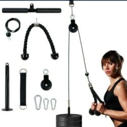 Fitness LAT and Lift Pulley System, Lat Pull Down Cable Machine with Adjustable Cable for Gym, Pulley Cable Machine System, Home Gym Workout Equipment
