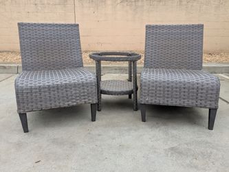 Outdoor Wicker Patio Chair Set with Side Table