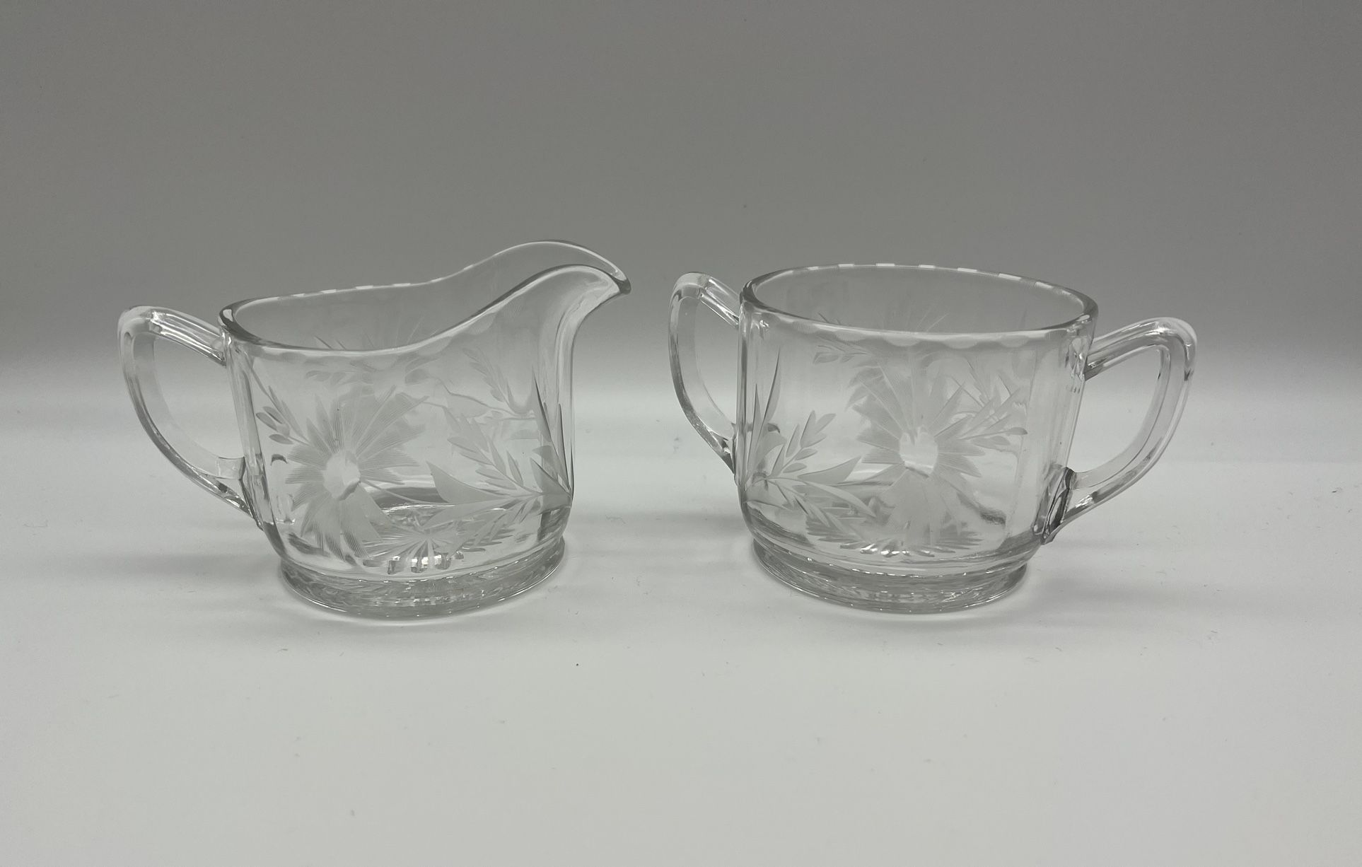 Cut Glass Creamer and Sugar Set