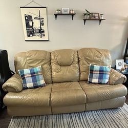 Tan Leather Sleeper Sofa 