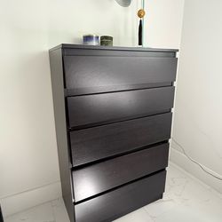 IKEA MALM 3-Drawer Dresser Dark Gray / Black-Brown – Good Used Condition