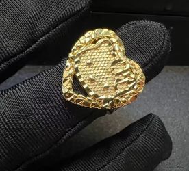 HK -Gold-Tone Heart Nugget Ring