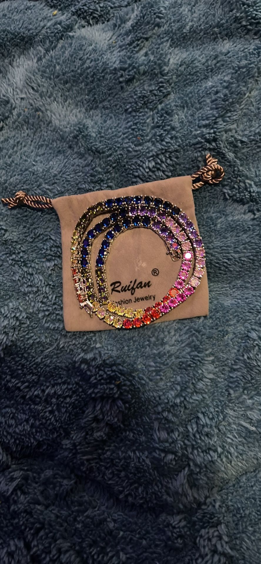 925( silver, rainbow, tennis necklace