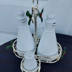 New  Oil Vinegar  Salt And Pepper Holder