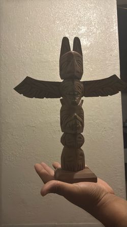 Wooden Native American hand carved statue totem