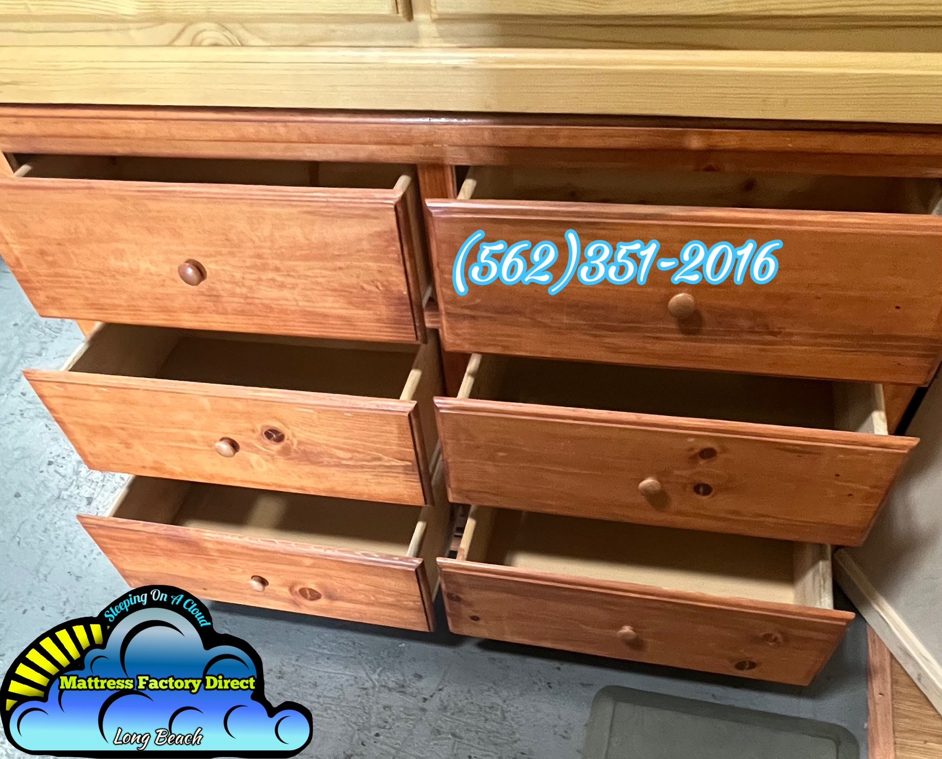 Pinewood Oak Chest Dresser Six Drawer Cajonera Cómoda Nueva