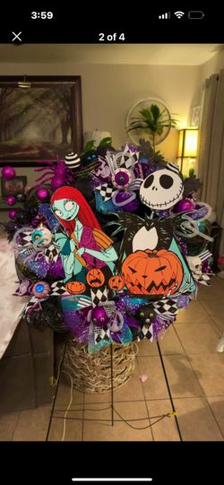 Large Jack And Sally Wreath
