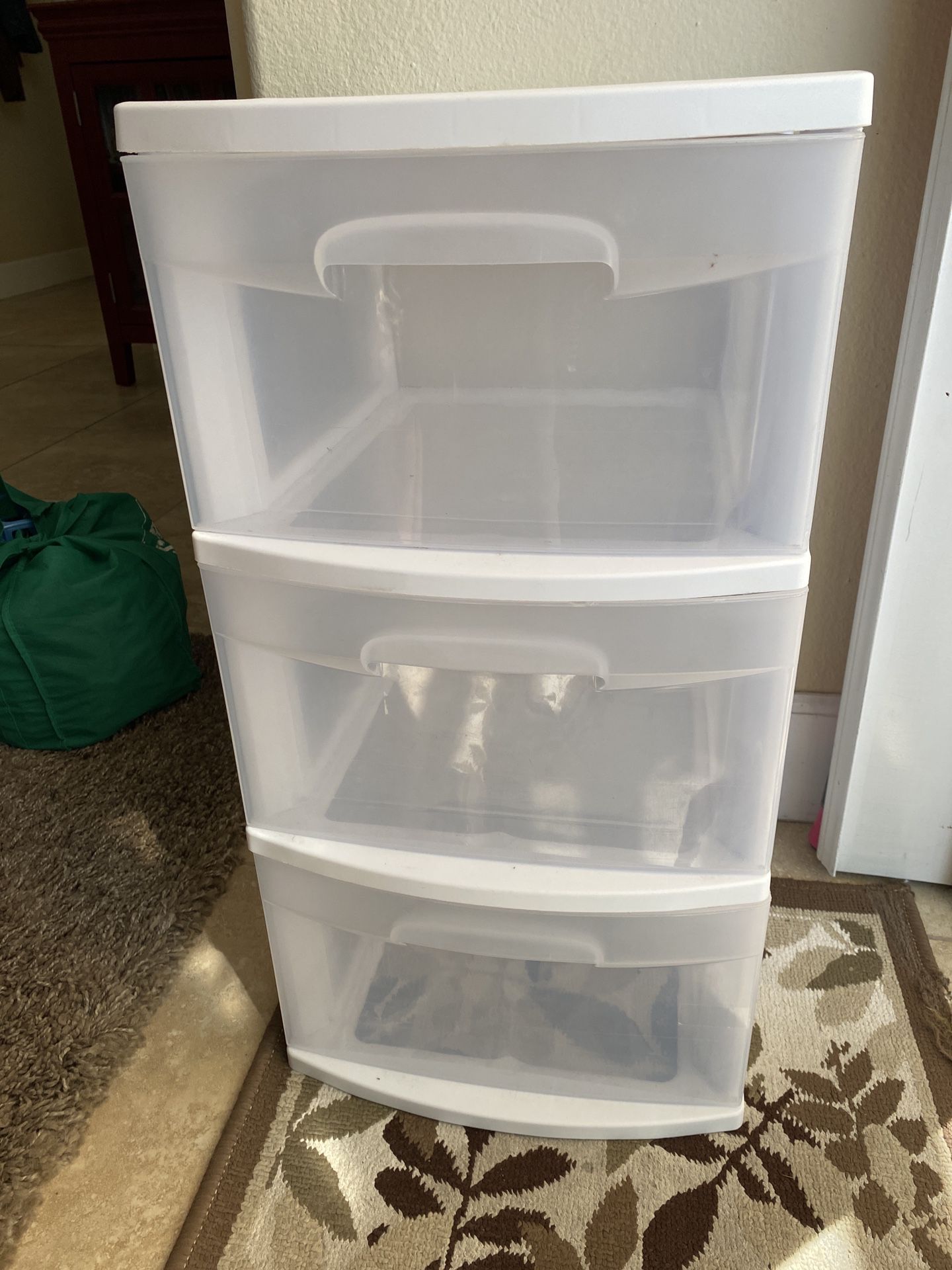 Three drawer plastic container