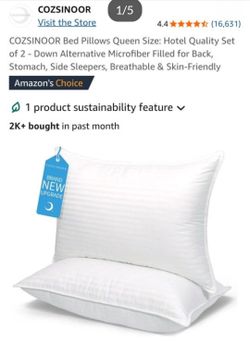 COZSINOOR Bed Pillows Queen Size: Hotel Quality Set of 2 - Down Alternative Microfiber Filled for Back, Stomach, Side Sleepers, Breathable & Skin-Frie