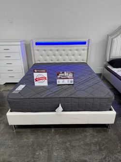 New Queen bed frame with mattress