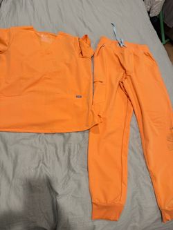 FIGS Bright Orange Scrub Set