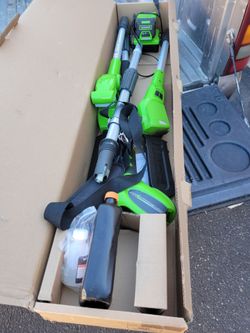 Greenwork 40v cordless pole saw kit w battery and charger