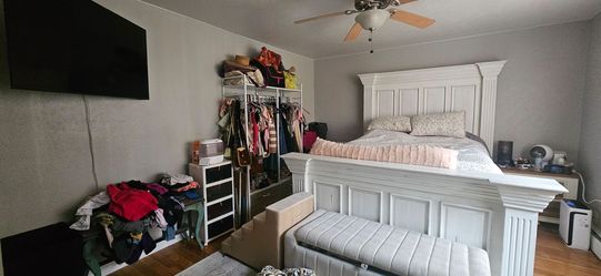 White Queen Bed Frame with Tall Headboard