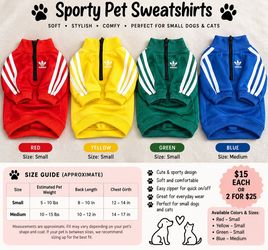 🐾 Sporty Pet Tracksuit Sweatshirt – Small & Medium – Dog/Cat Clothing