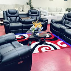 🆕Power Reclining Sofa Set With Bluetooth Speaker And LED Light. Get It Home Now For Only $49 And Pay later Without Credit. Same Day Delivery. 
